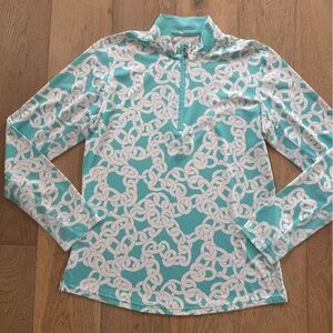 San Soleil Womens Half Zip Pullover Blue White Medium